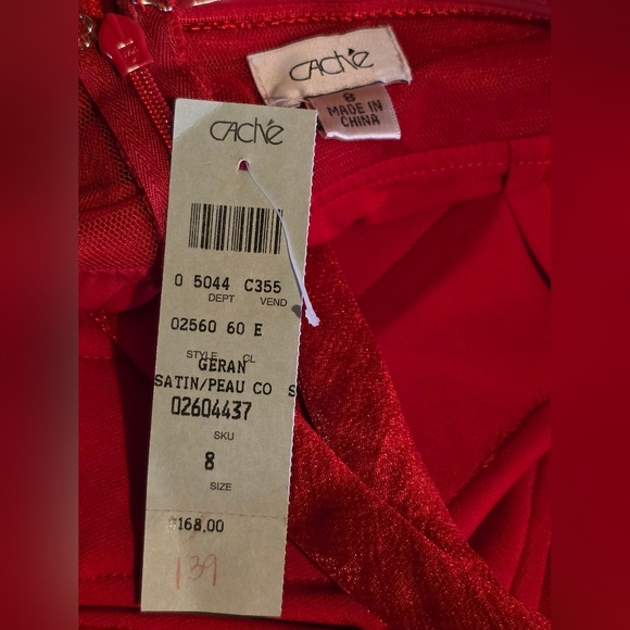 Cache Red Satin Halter Tiered Cocktail Dress NWT Size 8 Y2K Vintage Glam - Picture 11 of 11